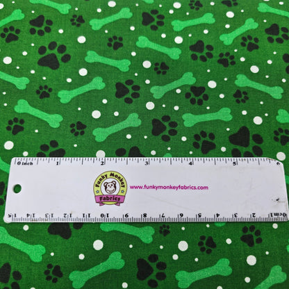 CLEARANCE Green Paws and Bones - David Textiles