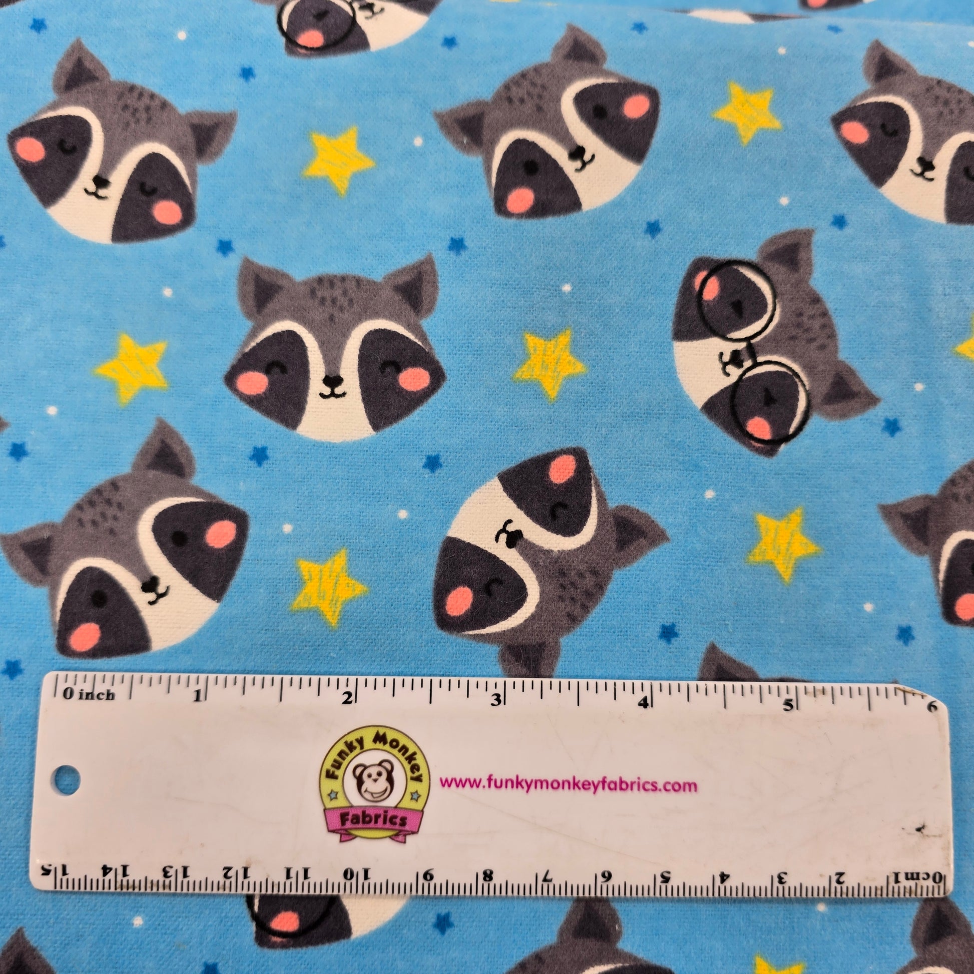 Raccoon on Blue - David Textiles Flannel