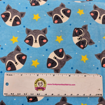 Raccoon on Blue - David Textiles Flannel