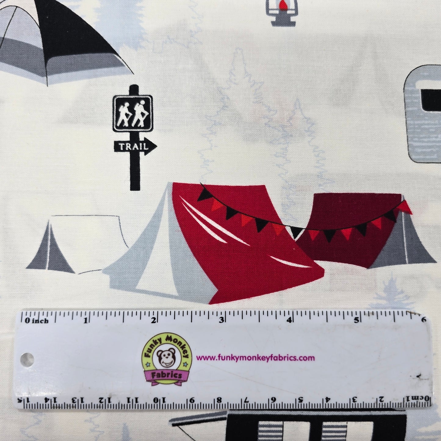 White Gone Camping - Benartex Cotton