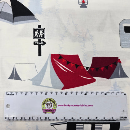 White Gone Camping - Benartex Cotton