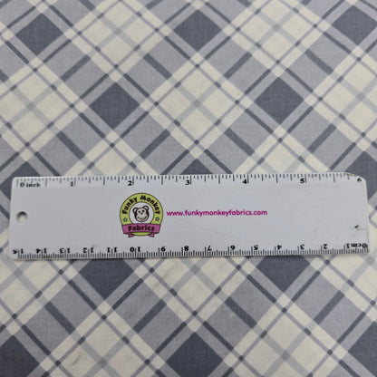 White/Gray Comfort Plaid - Benartex Cotton