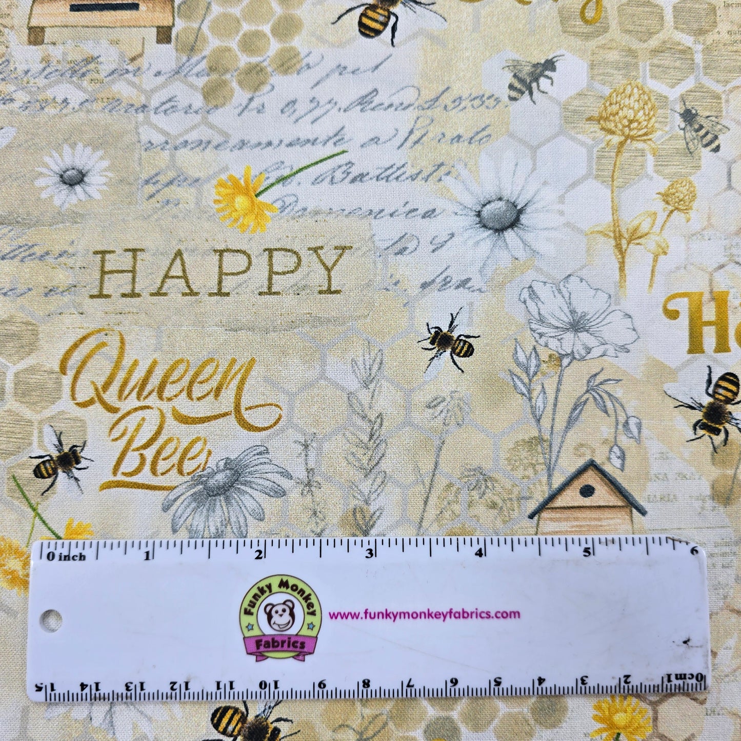 Beige Honey Bee Collage - Timeless Treasures Cotton