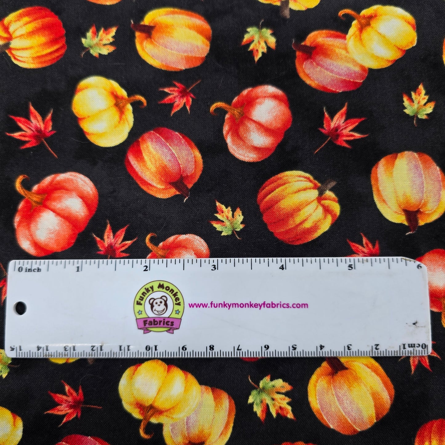 Autumn Light Pumpkins Black - Wilmington Prints Cotton