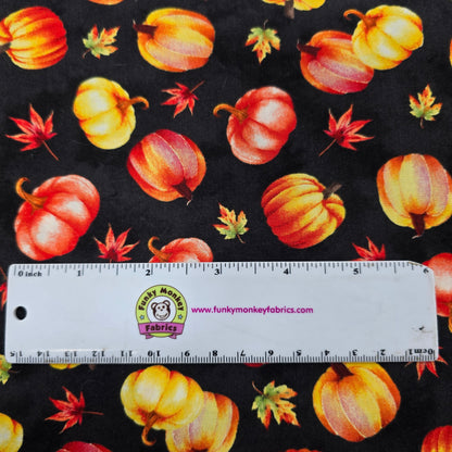 Autumn Light Pumpkins Black - Wilmington Prints Cotton