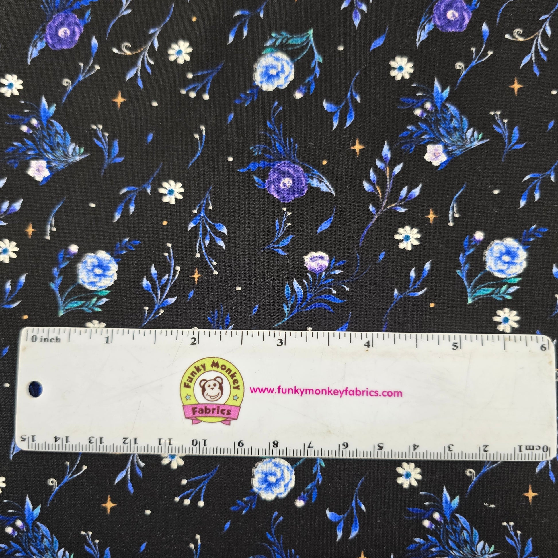 Small Floral Glow in the Dark - Blank Cotton