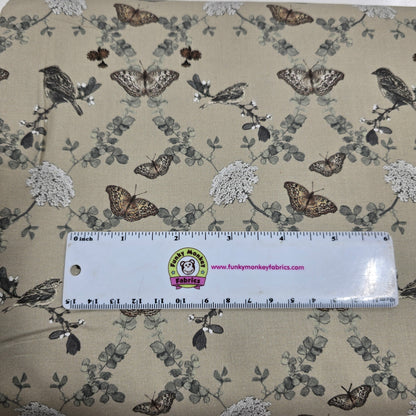 Birds, Butterflies and Flowers - Blank Cotton