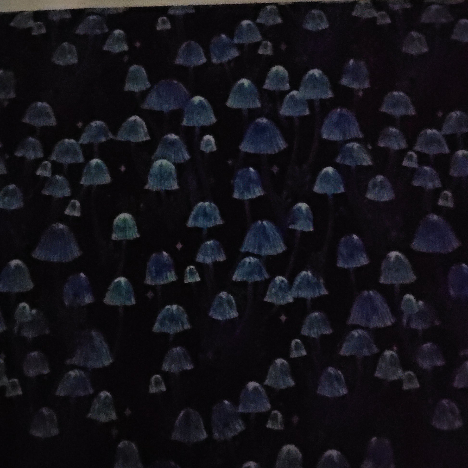 Mushrooms and Houses Glow in the Dark - Blank Cotton