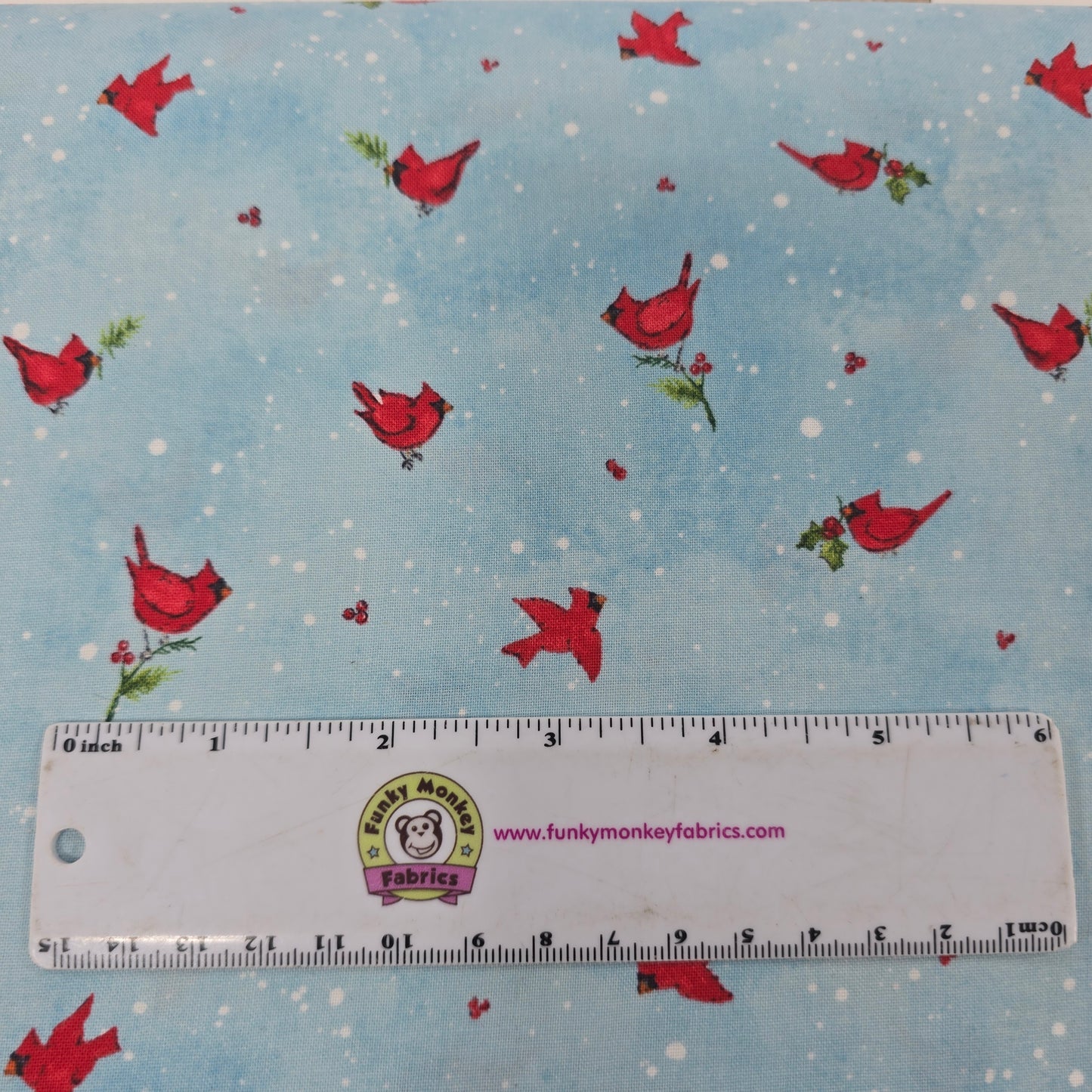 Cardinals on Blue Nose to Nose - Wilmington Prints Cotton