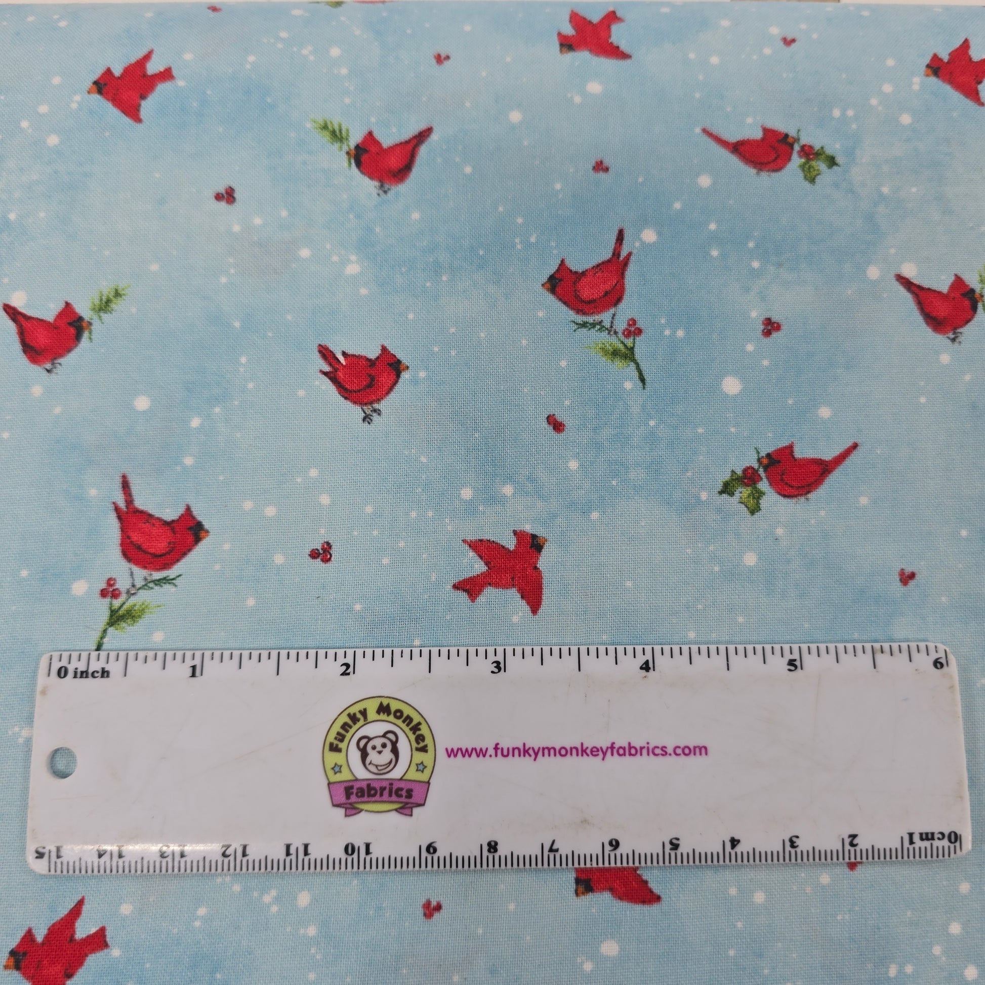 Cardinals on Blue Nose to Nose - Wilmington Prints Cotton