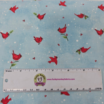 Cardinals on Blue Nose to Nose - Wilmington Prints Cotton