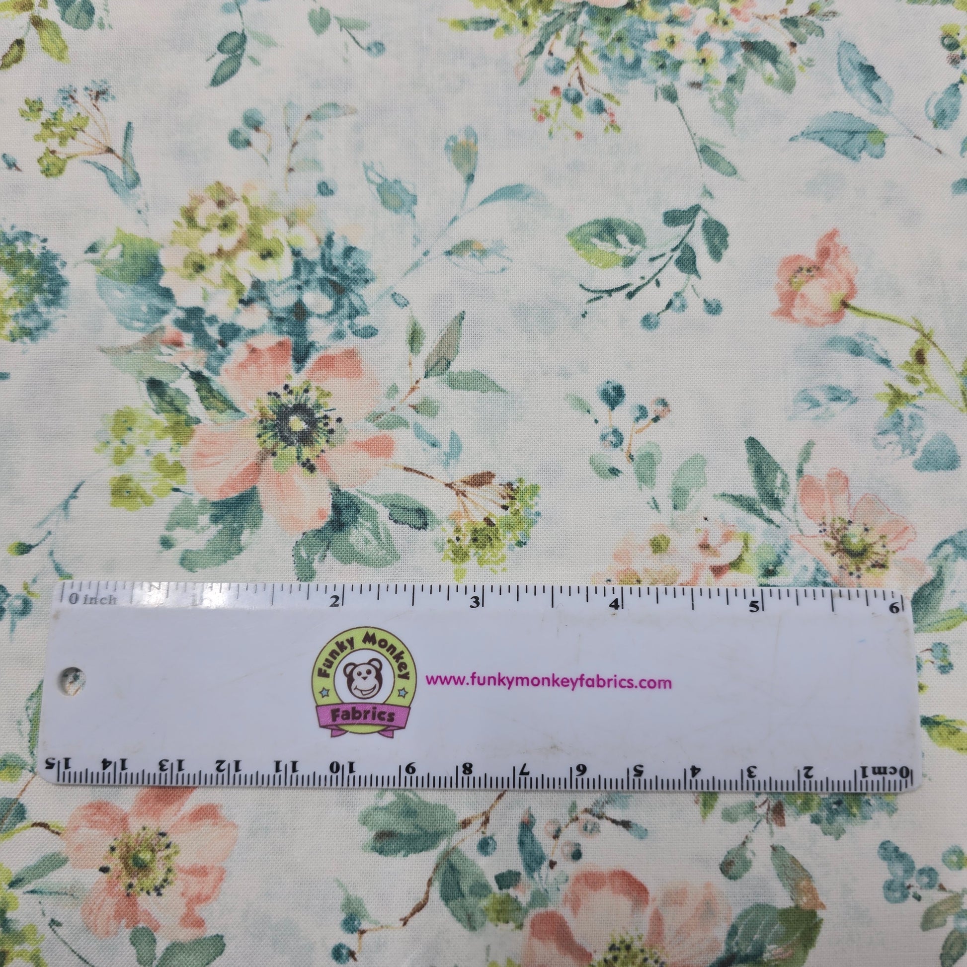 Mint Crush White Floral Bouquet - Wilmington Prints Cotton