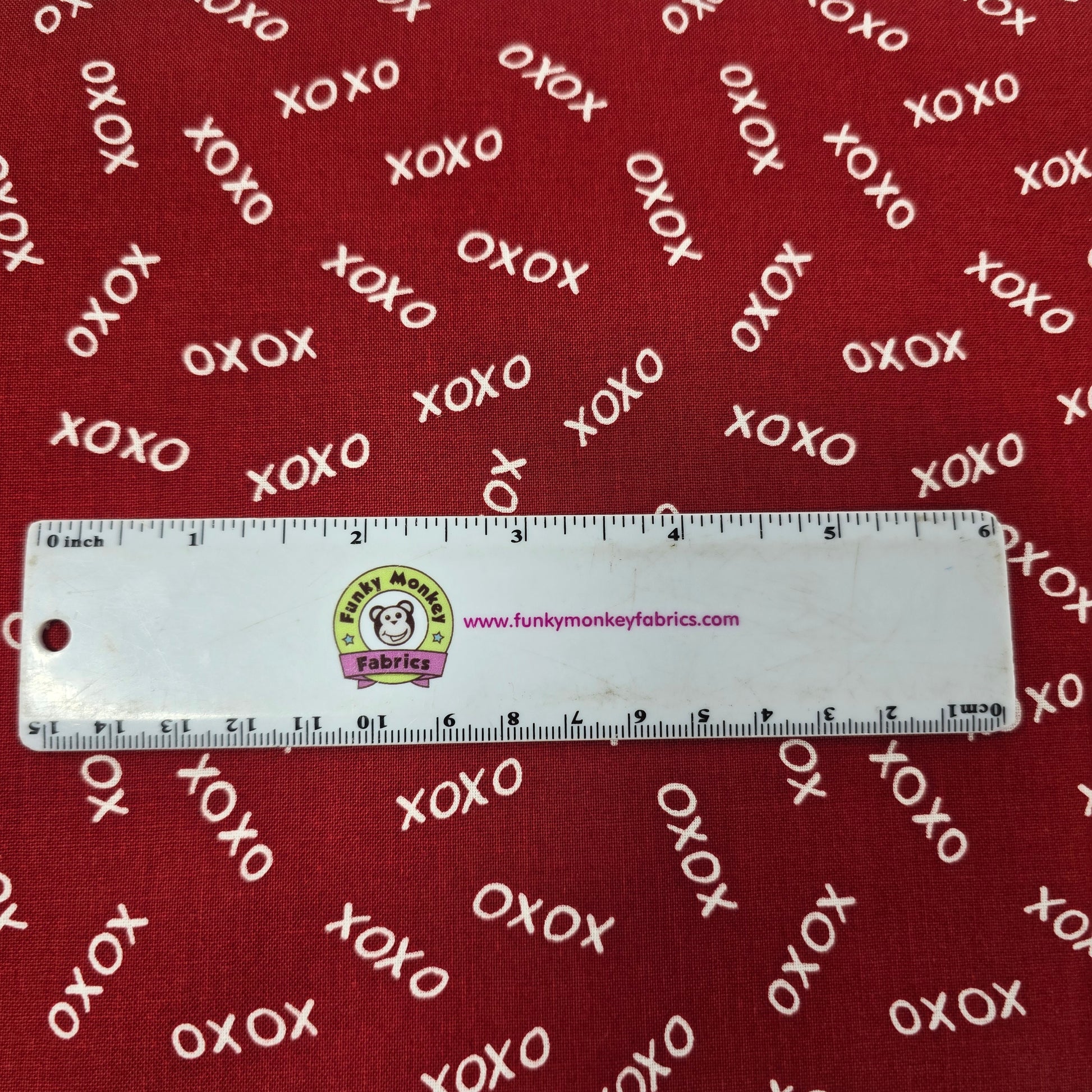 XOXO on Red - Wilmington Prints Cotton
