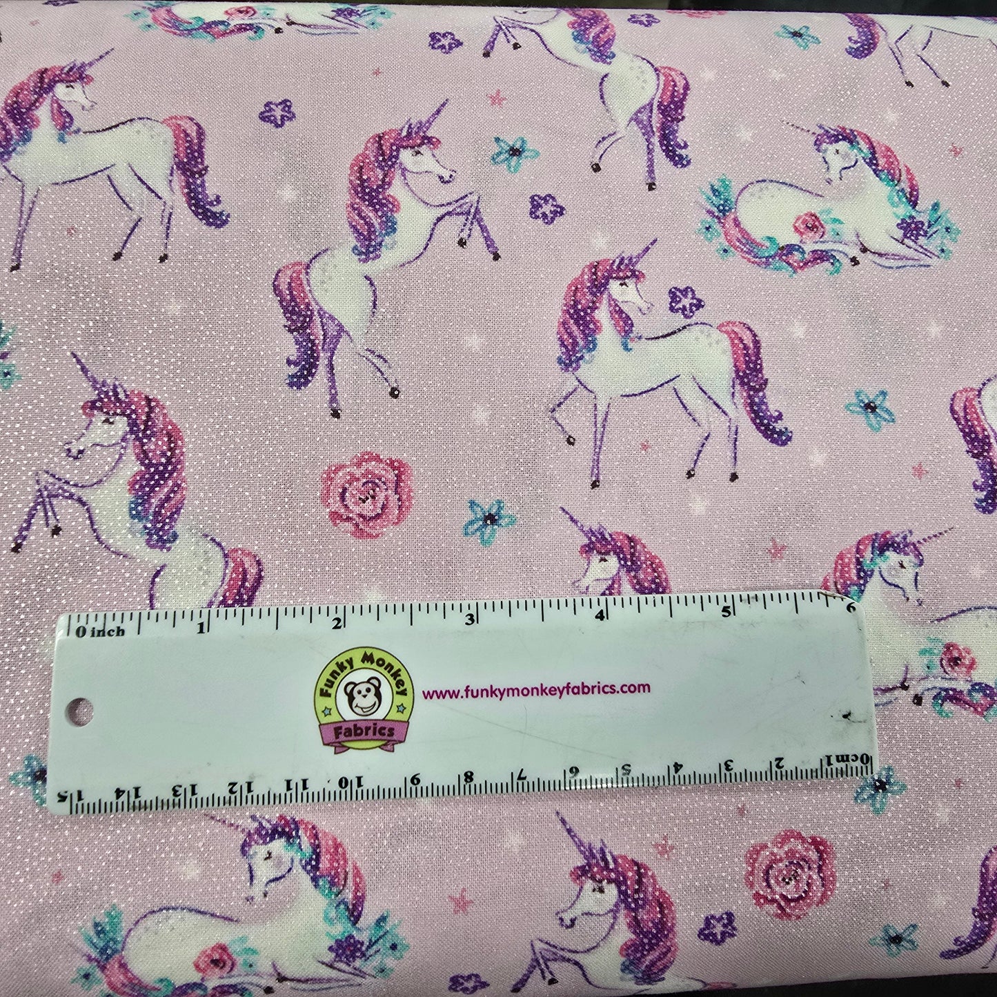 Unicorn Dreamers on Light Pink with Metallic - Benartex Cotton