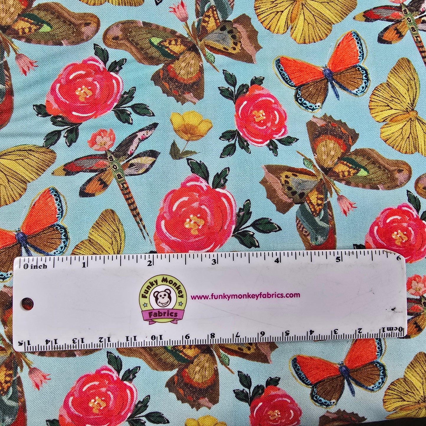 Butterfly Toss Sky Blue - Benartex Cotton