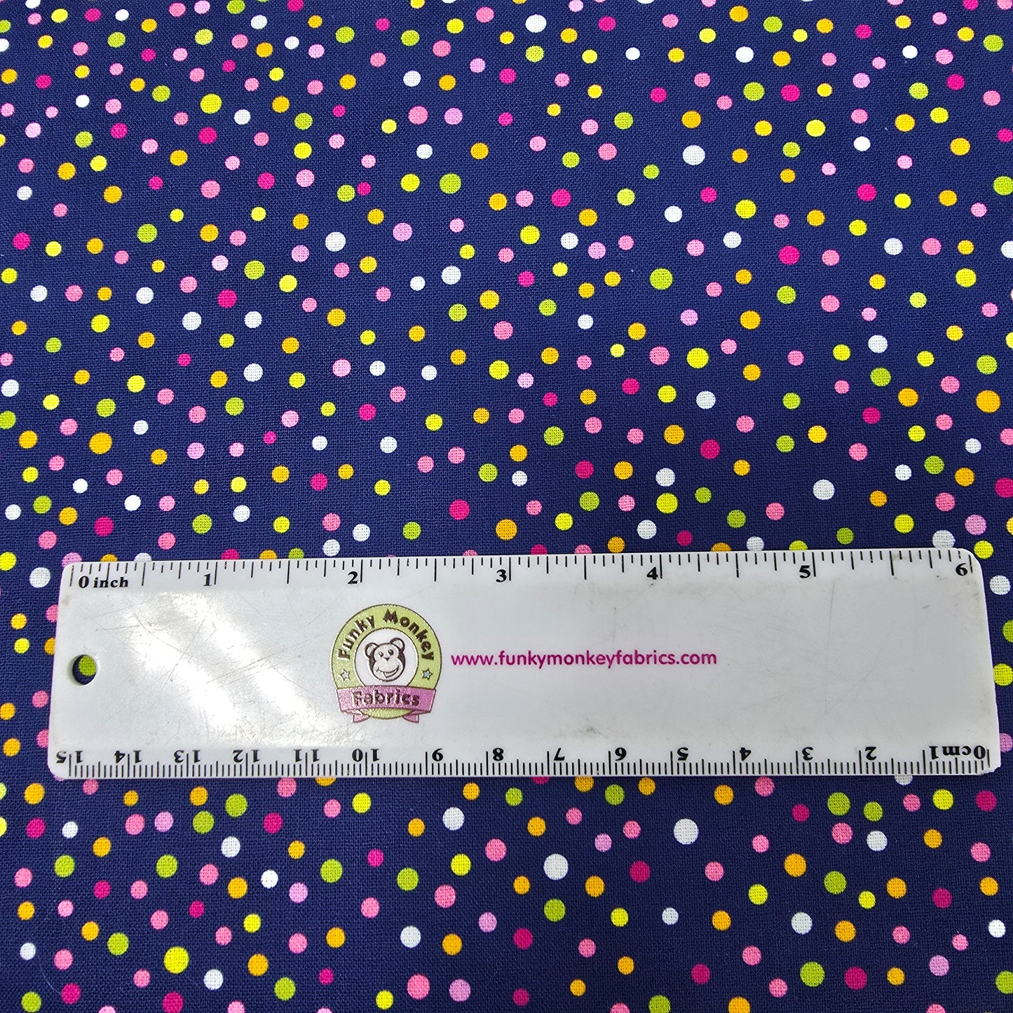 Multi Dots Navy - 3 Wishes Cotton