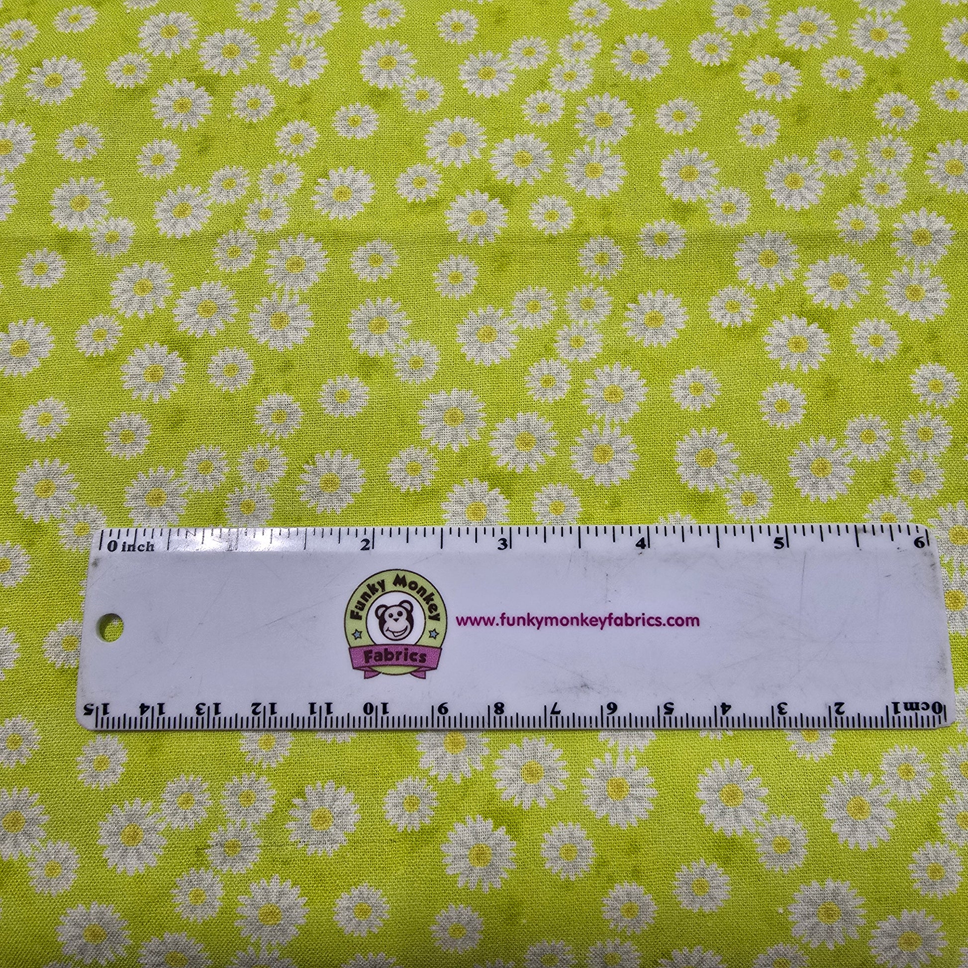 Daisy Garden Lime - 3 Wishes Cotton