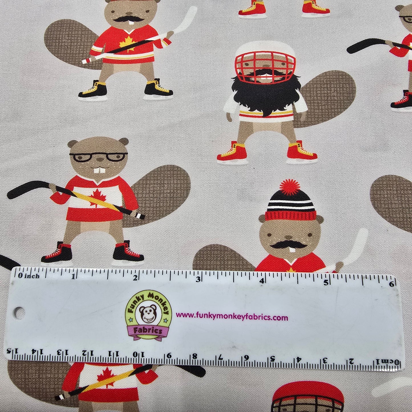 Grey Hockey Beavers - Proudly Canadian - Red Pine Cotton
