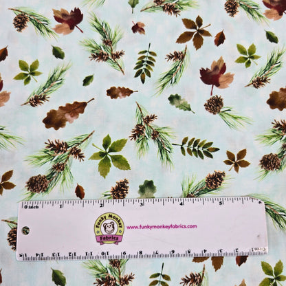 Light Aqua Forest Treasures - Merry Beary - Camelot Cotton