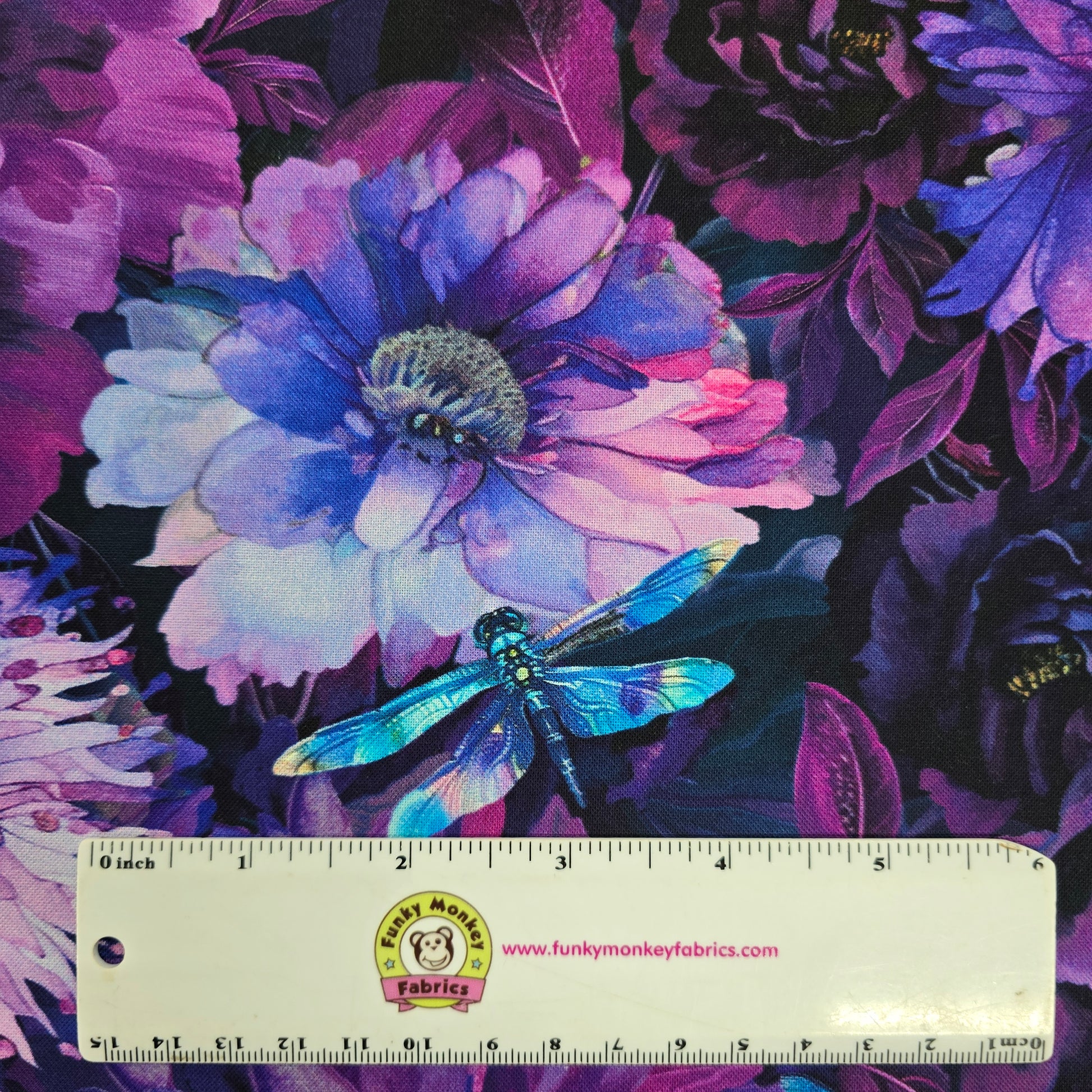 Purple Floral With Dragonflies - Timeless Treasures Cotton