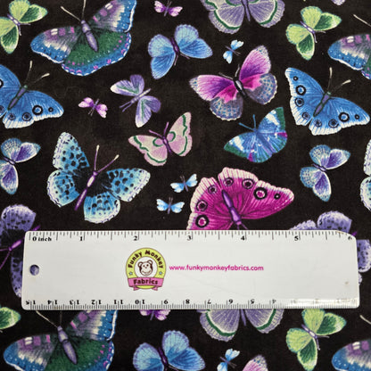 Black Multi Butterflies Midnight Garden - Wilmington Prints Cotton