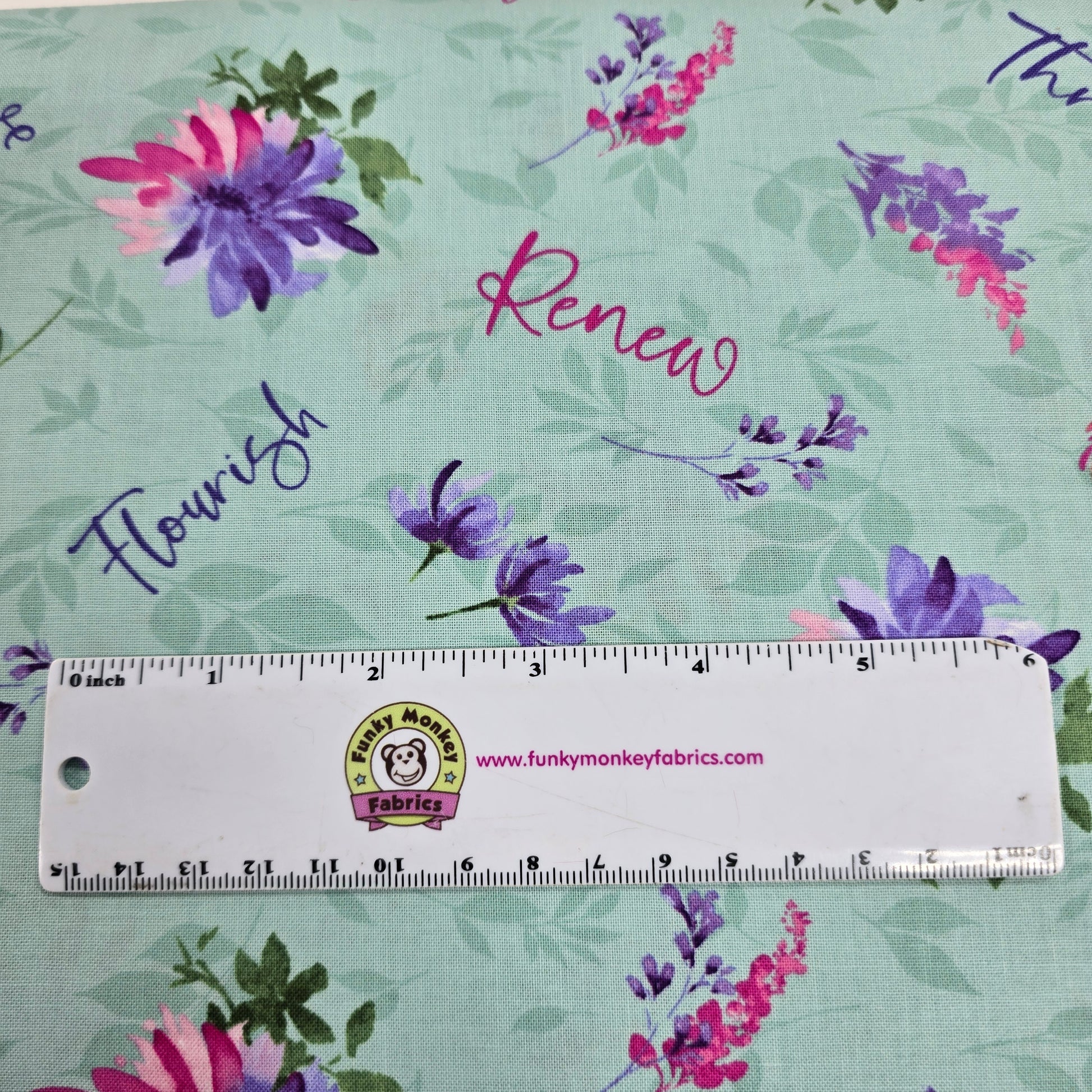 Teal Word Toss Floral Party - Wilmington Prints Cotton