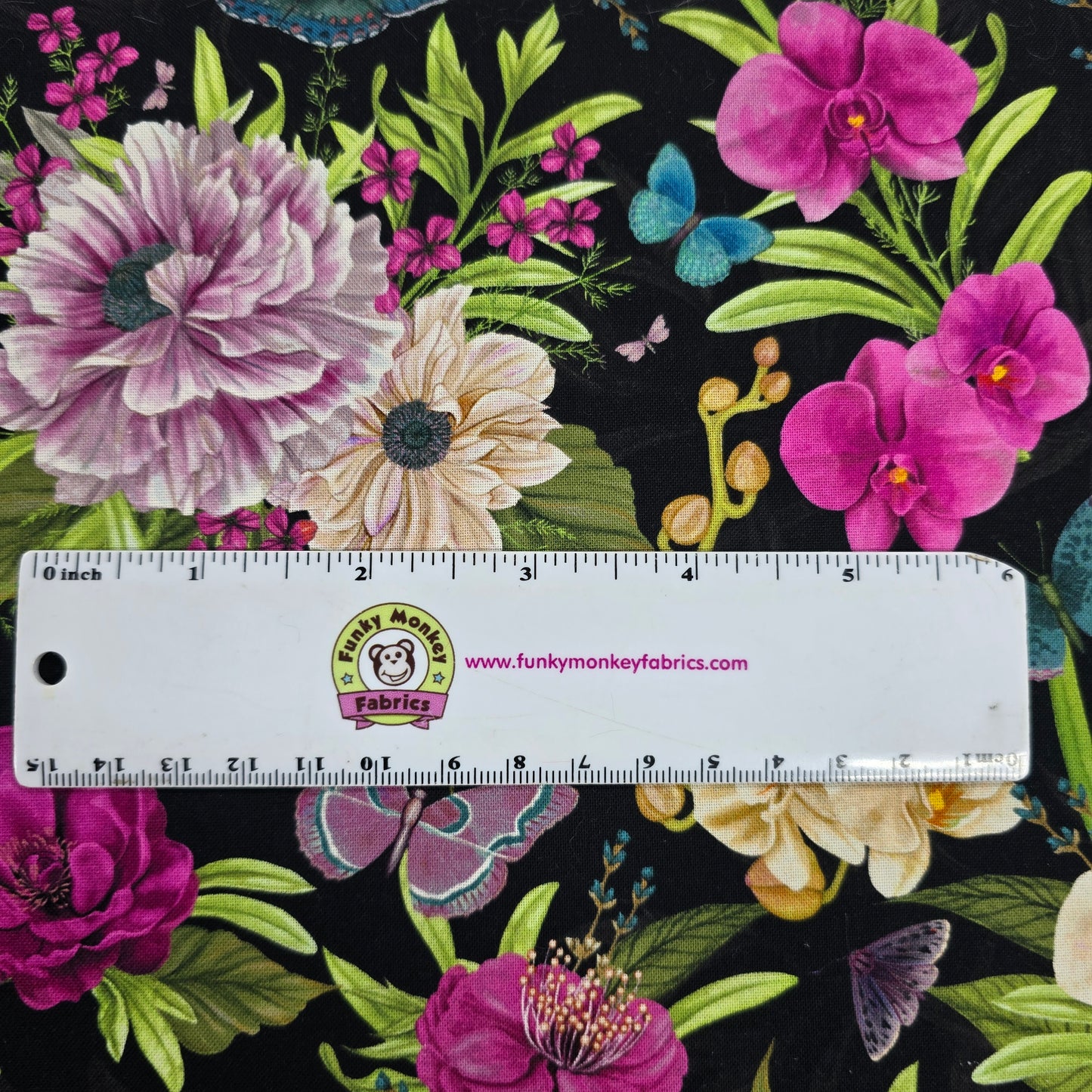 Black Large Floral Midnight Garden - Wilmington Prints Cotton