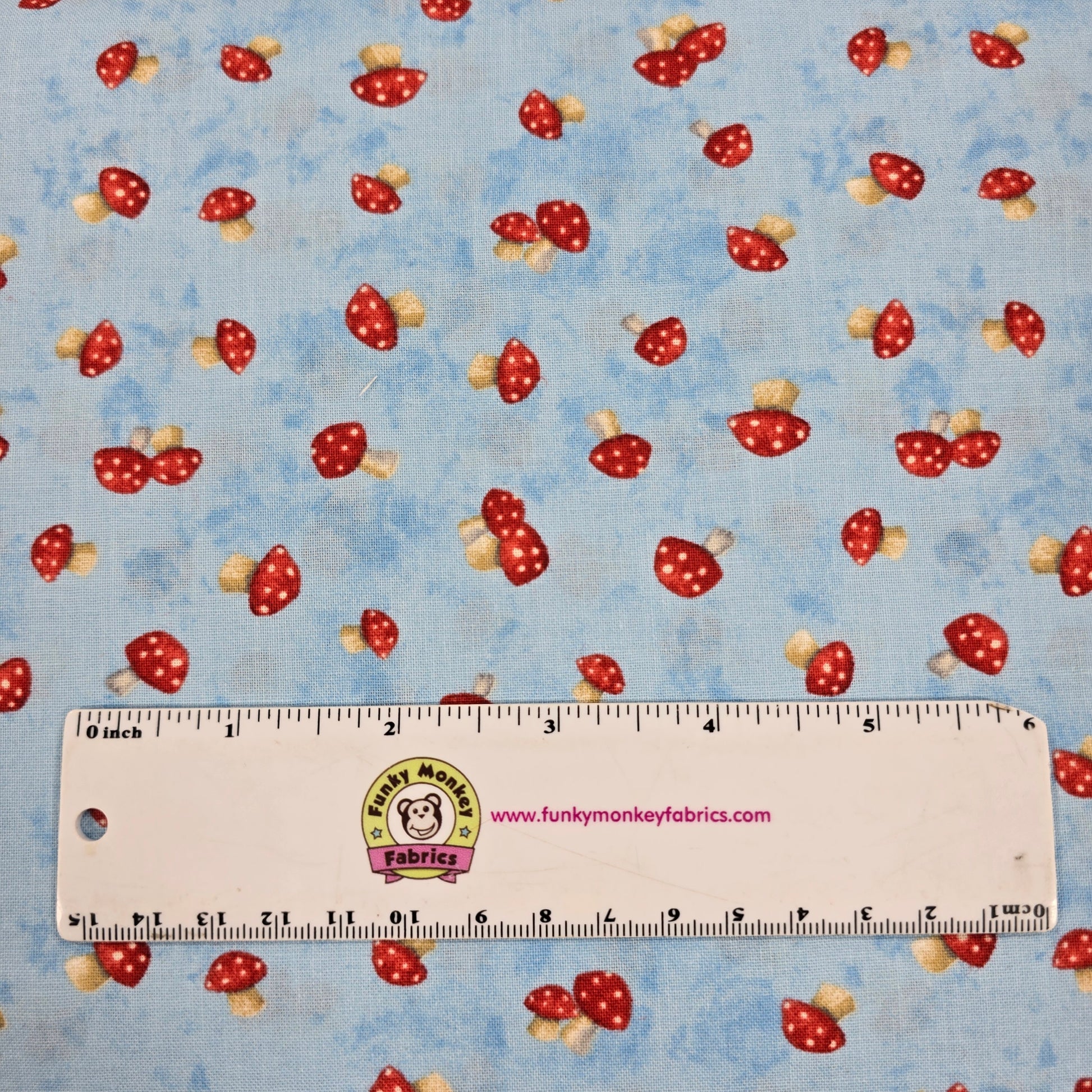 Mushrooms on Blue - Wilmington Prints Cotton