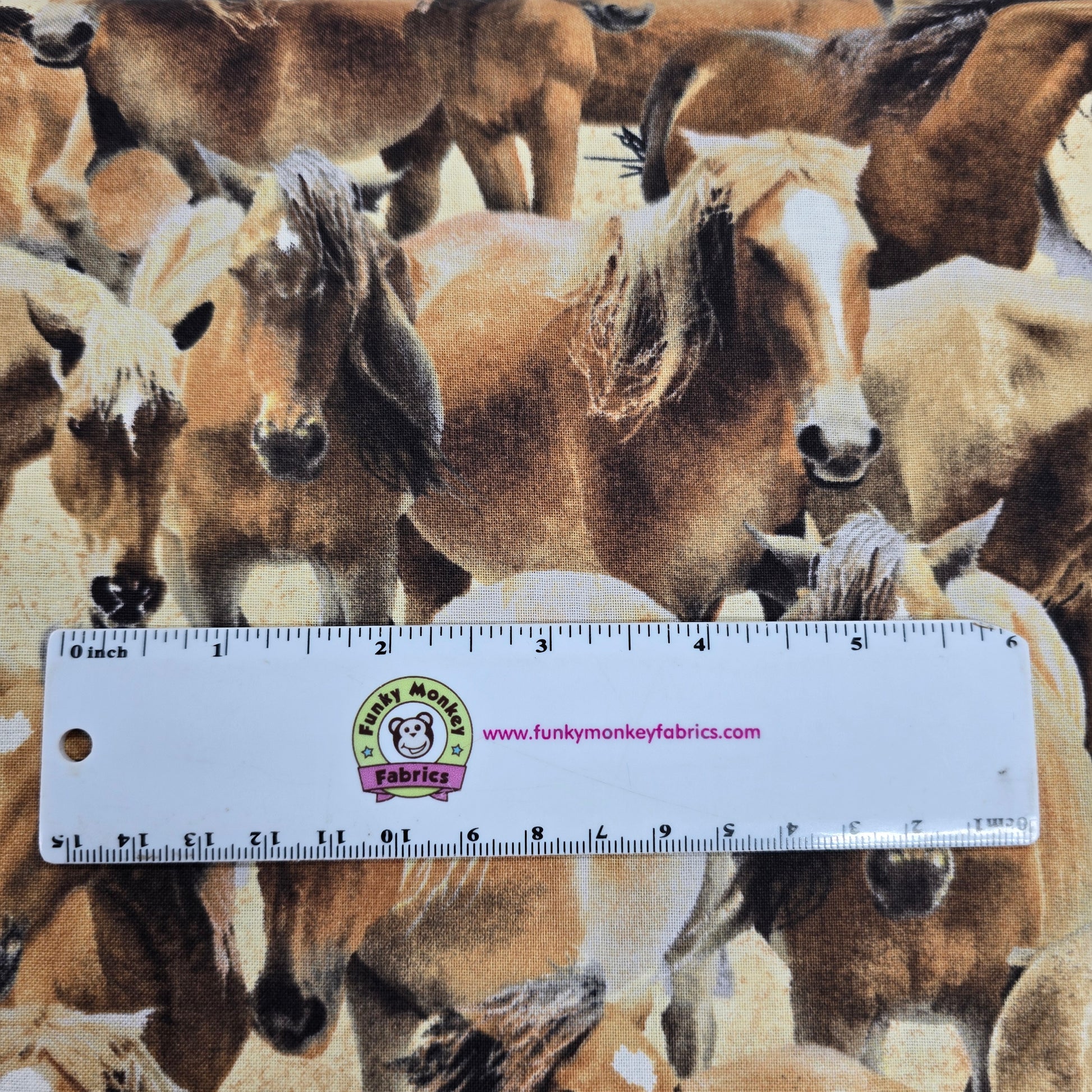 Tan Packed Horses - Wilmington Prints Cotton