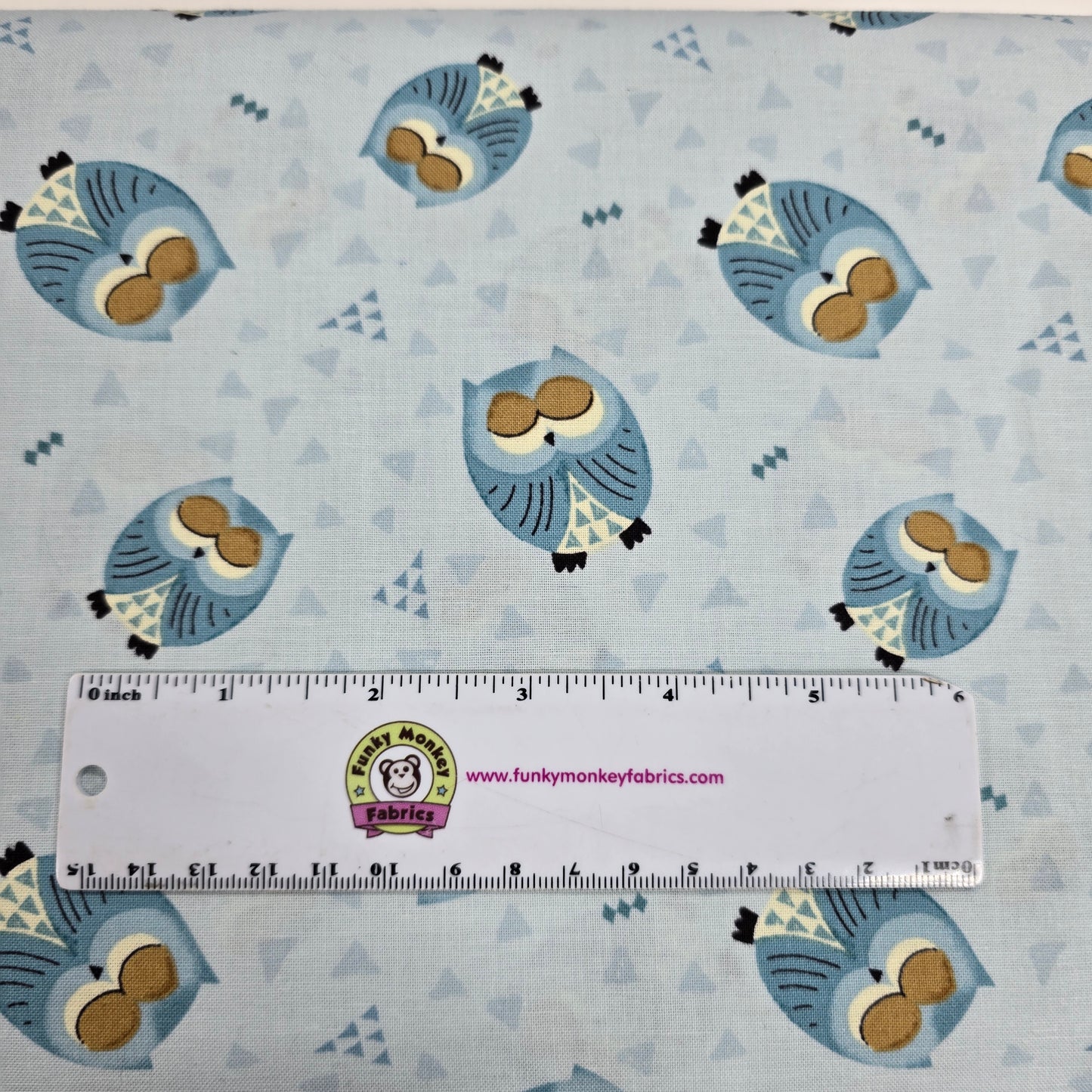 Winsome Critters Owls on Blue - Wilmington Prints Cotton