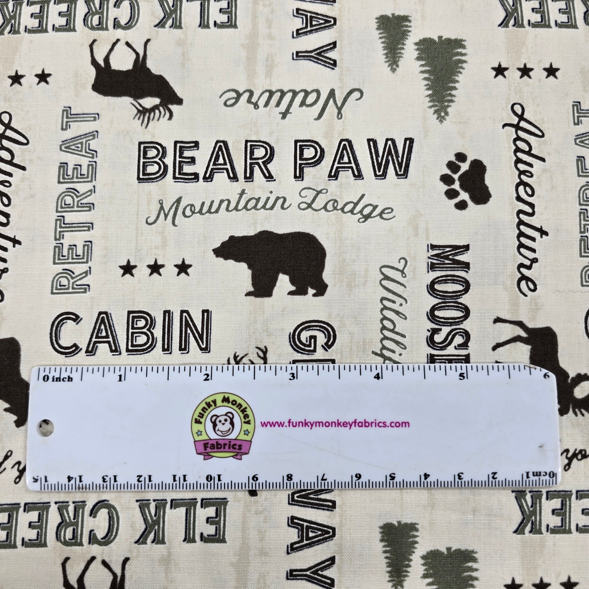 Wildlife Trail Cream Words all Over - Wilmington Prints Cotton