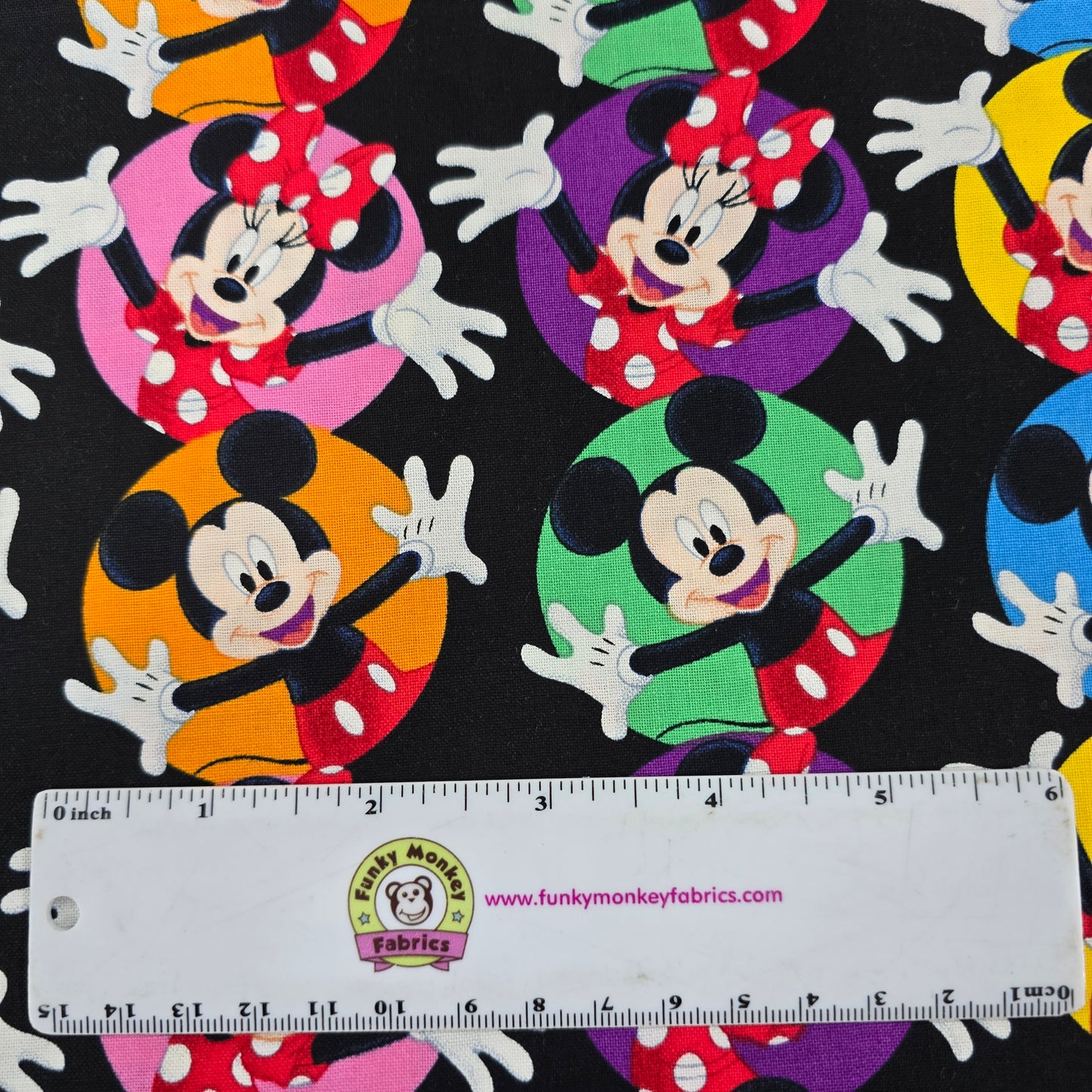 Mickey & Minnie Circles on Black - Springs Creative Cotton