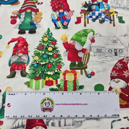 Winter Christmas Quilting Gnomes - Timeless Treasures Cotton