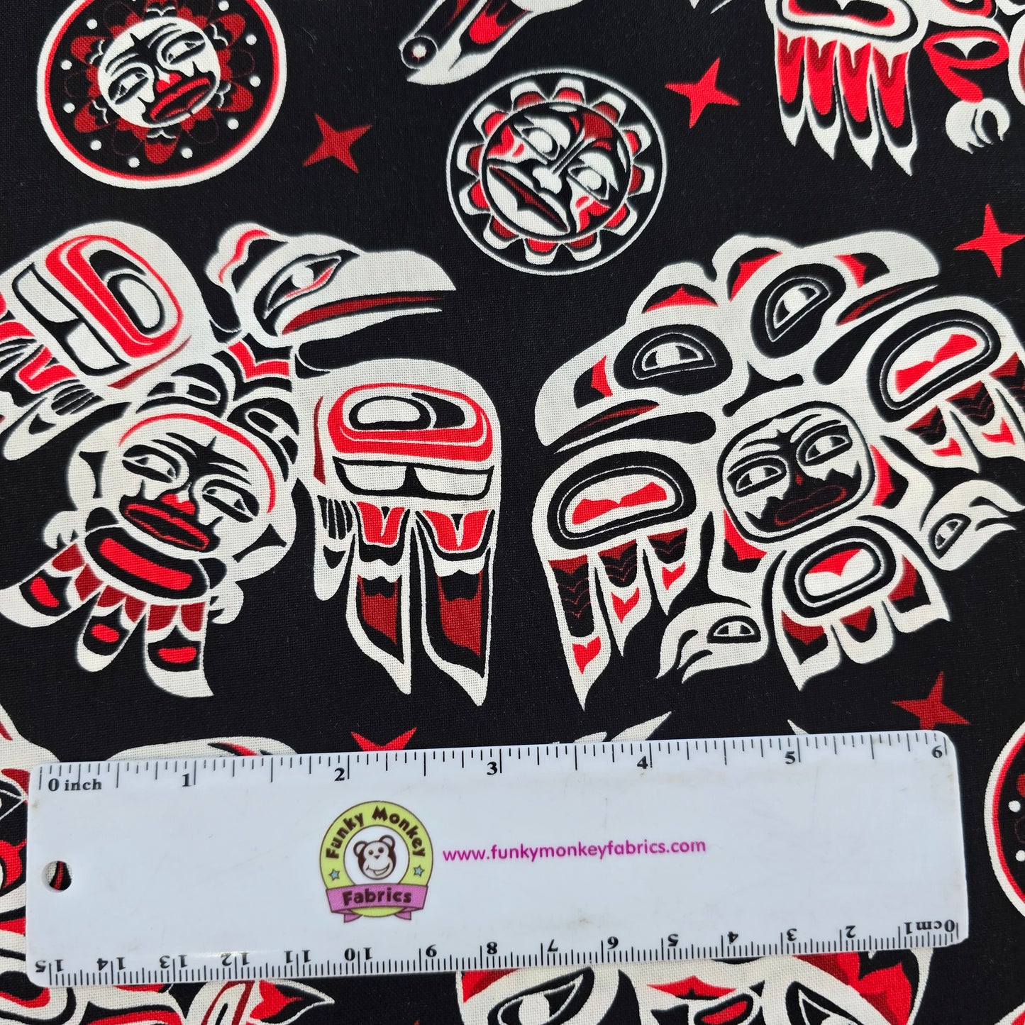 Native Spirit The Raven Black/Red - Elizabeth's Studio Cotton