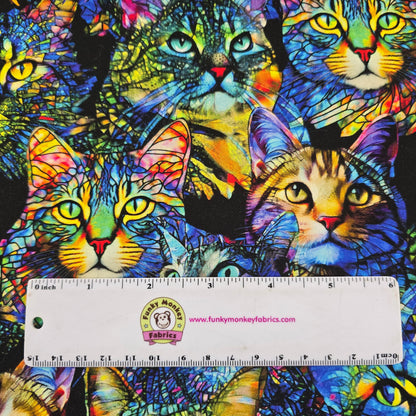 Multi Cat Artistry Portraits - Benartex Cotton