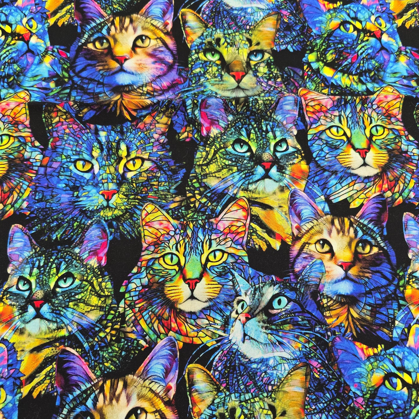 Multi Cat Artistry Portraits - Benartex Cotton