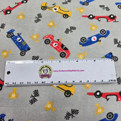 Classic Racecars on Grey - AE Nathan Flannel