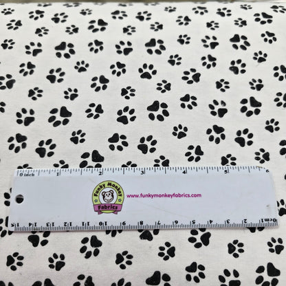 Black/White Paw Prints - AE Nathan Flannel