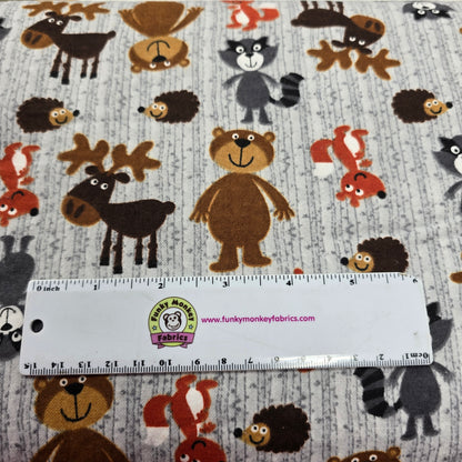 Woodland Animals on Grey - AE Nathan Flannel