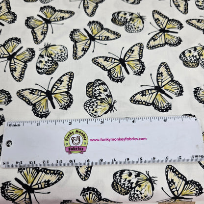 Forest Life Butterflies on White - 3 Wishes Cotton
