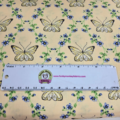 Yellow Butterflies & Vines - Fabric Editions Cotton