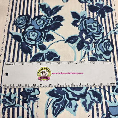 Trellis Rose Blue - Fabric Editions Cotton