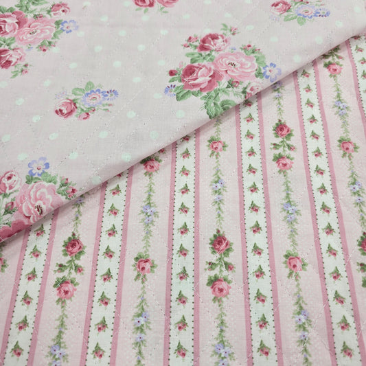 Double-Face Pre-Quilted Reversible Feminine Floral - Fabric Traditions Cotton