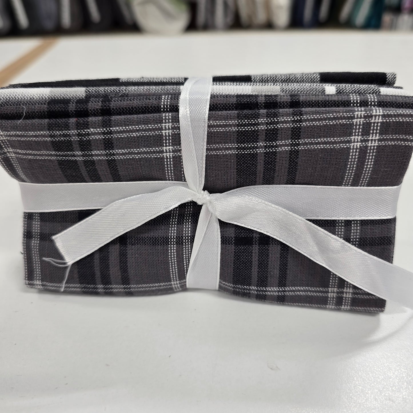 5 Fat Quarters - Black/White/Grey Plaids - 3 Wishes Flannel