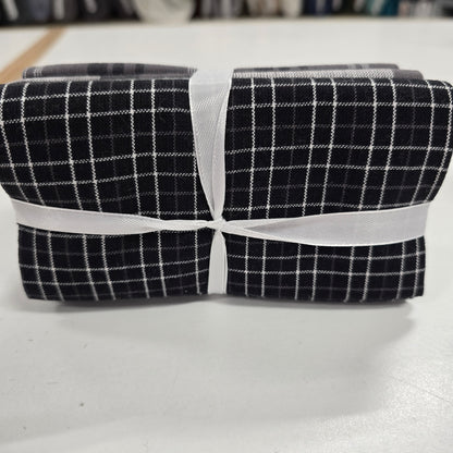5 Fat Quarters - Black/White/Grey Plaids - 3 Wishes Flannel