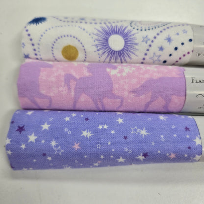 3 Fat Quarters - Purple Celestial - 3 Wishes Flannel
