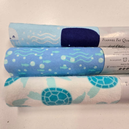 3 Fat Quarters - Sea - 3 Wishes Flannel
