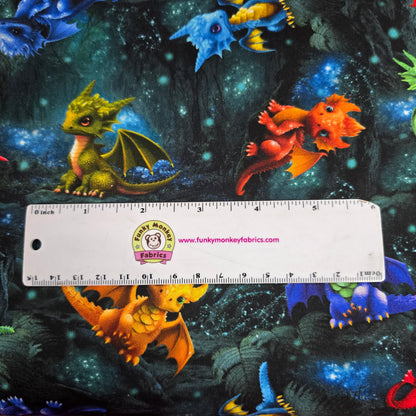Forest Baby Dragons Tossed - Timeless Treasures Cotton