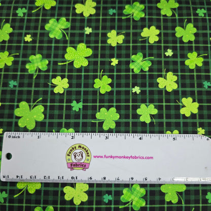 Black Shamrocks on Plaid - Timeless Treasures Cotton