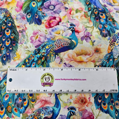 Multi Peacocks On Floral - Timeless Treasures Cotton